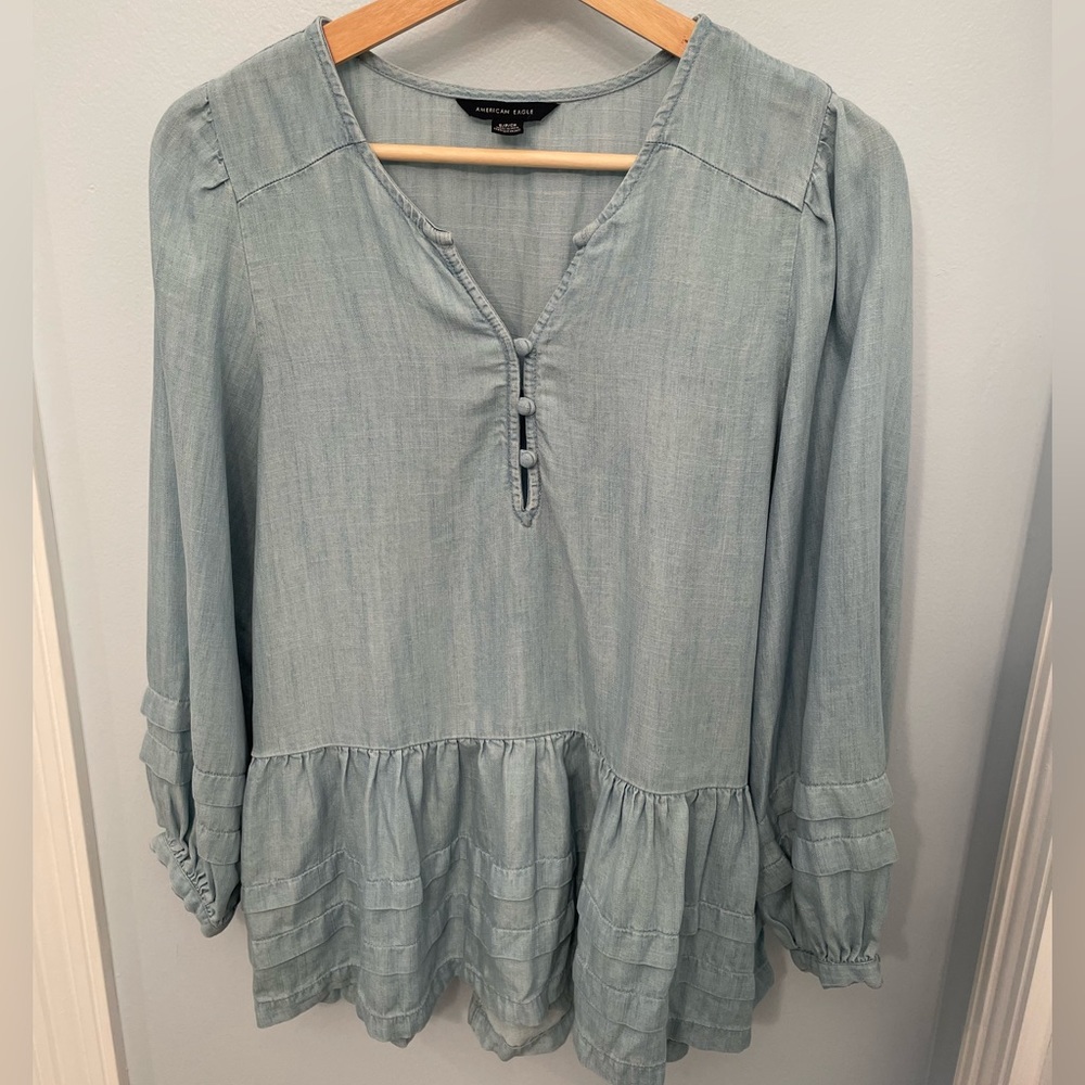 American Eagle Denim Boho Tunic Top